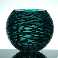 váza černo-akvamarýnová